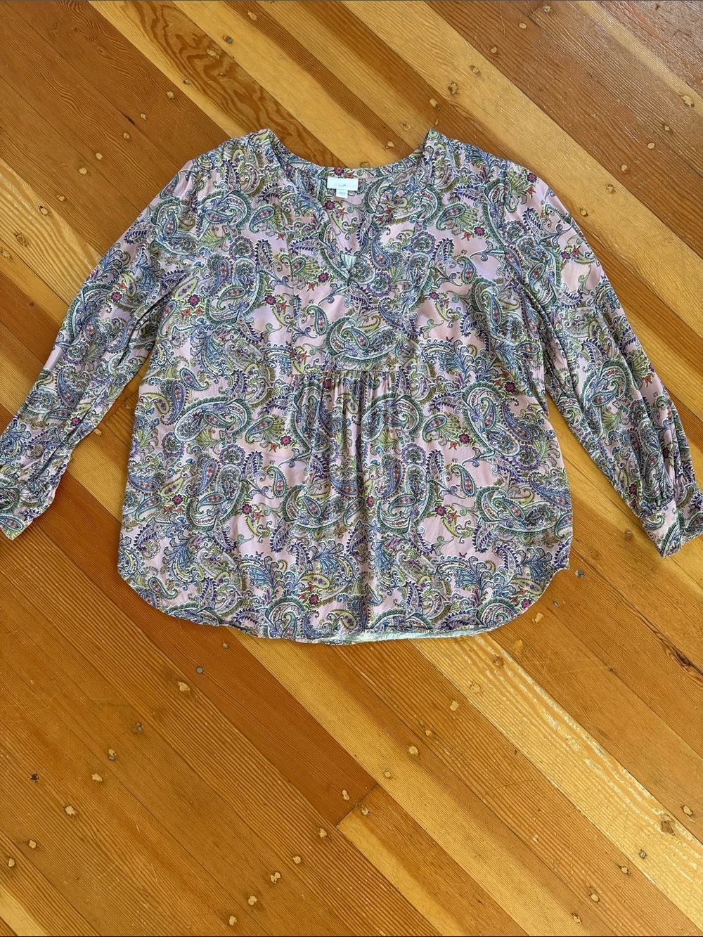 J‎ Jill Silky Paisley Print Long Sleeve Top XL